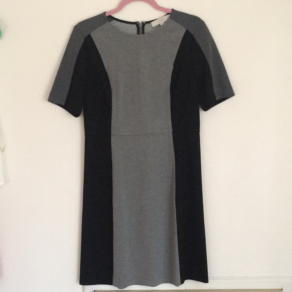 Loft gray and black shift dress